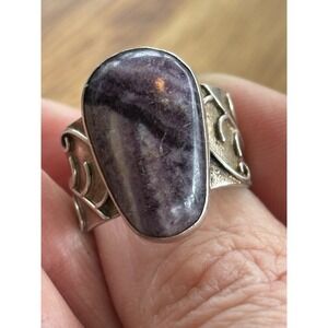 Jay King DTR Mine Fines Sterling Purple Charoite Lg Ring W/ Lined Sides Size 8